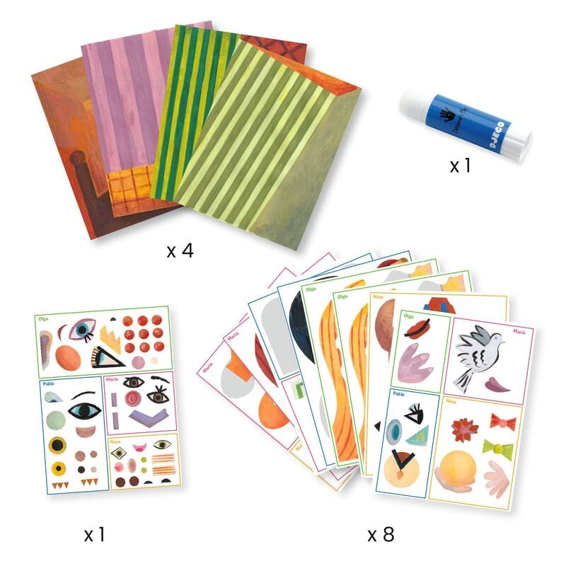 Djeco Art & Craft Activity Kits Default Inspired by Picasso - Square Heads Collage & Sticker Art Kit