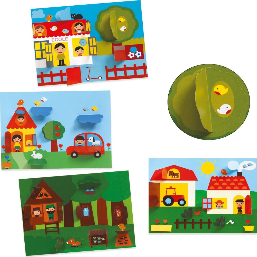 Djeco Art & Craft Activity Kits Hide & Seek Collage Craft Kit