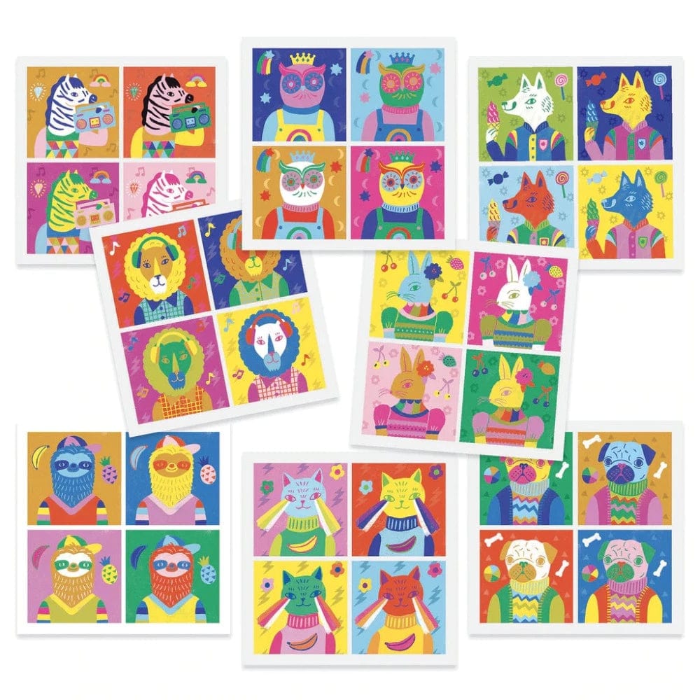 Djeco Art & Craft Activity Kits Totally Pop Inspired by Warhol Sticker Collage Art Kit