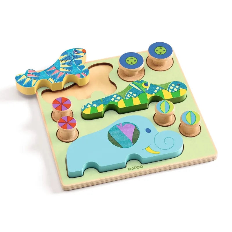 Djeco Chunky Puzzles Puzz & Roll Bariolo Wooden Puzzle