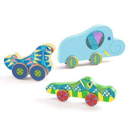 Djeco Chunky Puzzles Puzz & Roll Bariolo Wooden Puzzle
