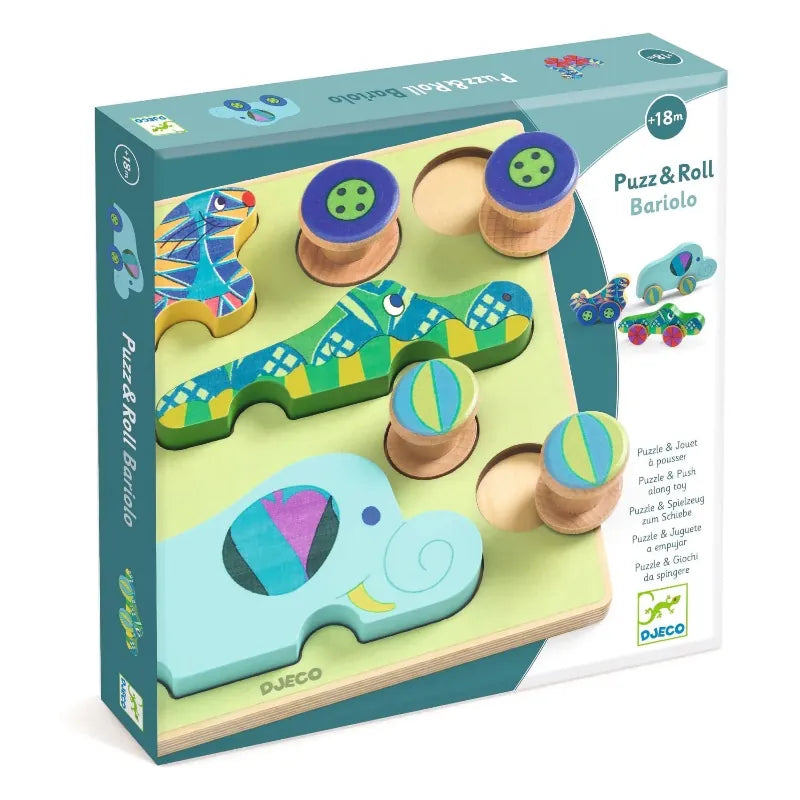 Djeco Chunky Puzzles Puzz & Roll Bariolo Wooden Puzzle