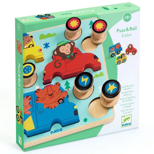 Djeco Chunky Puzzles Puzz & Roll Color Wooden Puzzle