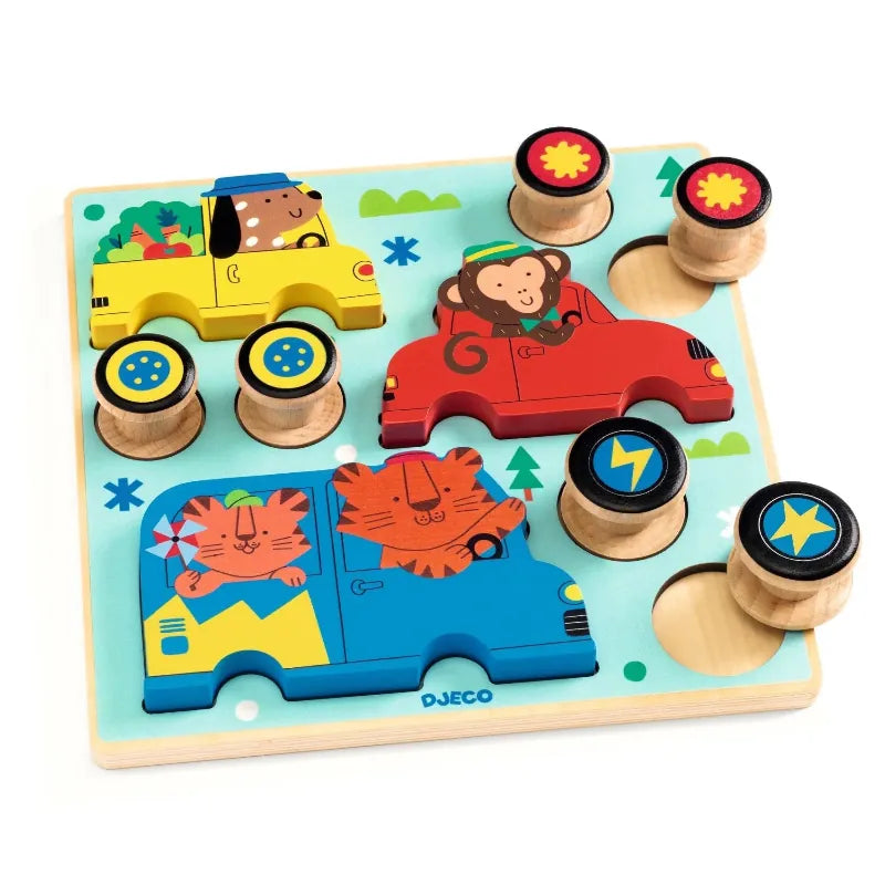 Djeco Chunky Puzzles Puzz & Roll Color Wooden Puzzle