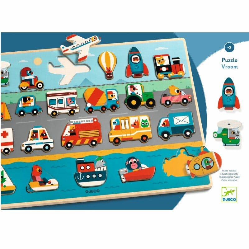 Djeco Chunky Puzzles Puzzlo Vroom Wooden Puzzle