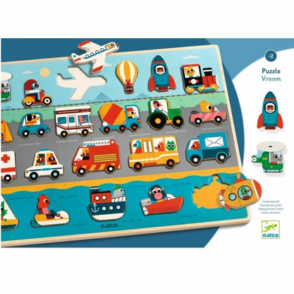 Djeco Chunky Puzzles Puzzlo Vroom Wooden Puzzle