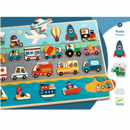 Djeco Chunky Puzzles Puzzlo Vroom Wooden Puzzle