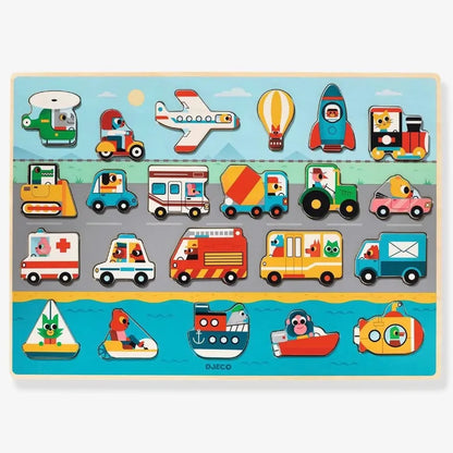 Djeco Chunky Puzzles Puzzlo Vroom Wooden Puzzle