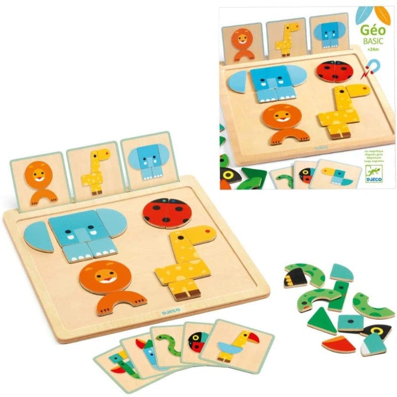 Djeco Educational Play Geobasic - Wooden Magnetic Puzzle