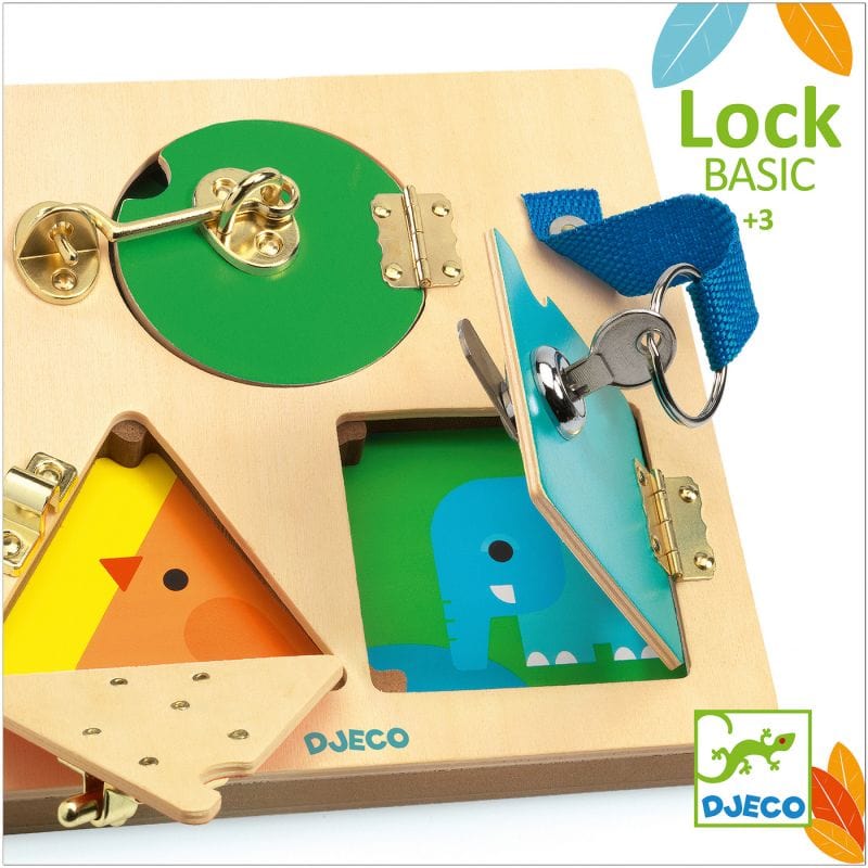Djeco Educational Play LockBasic: Locking & Unlocking Wooden Puzzle
