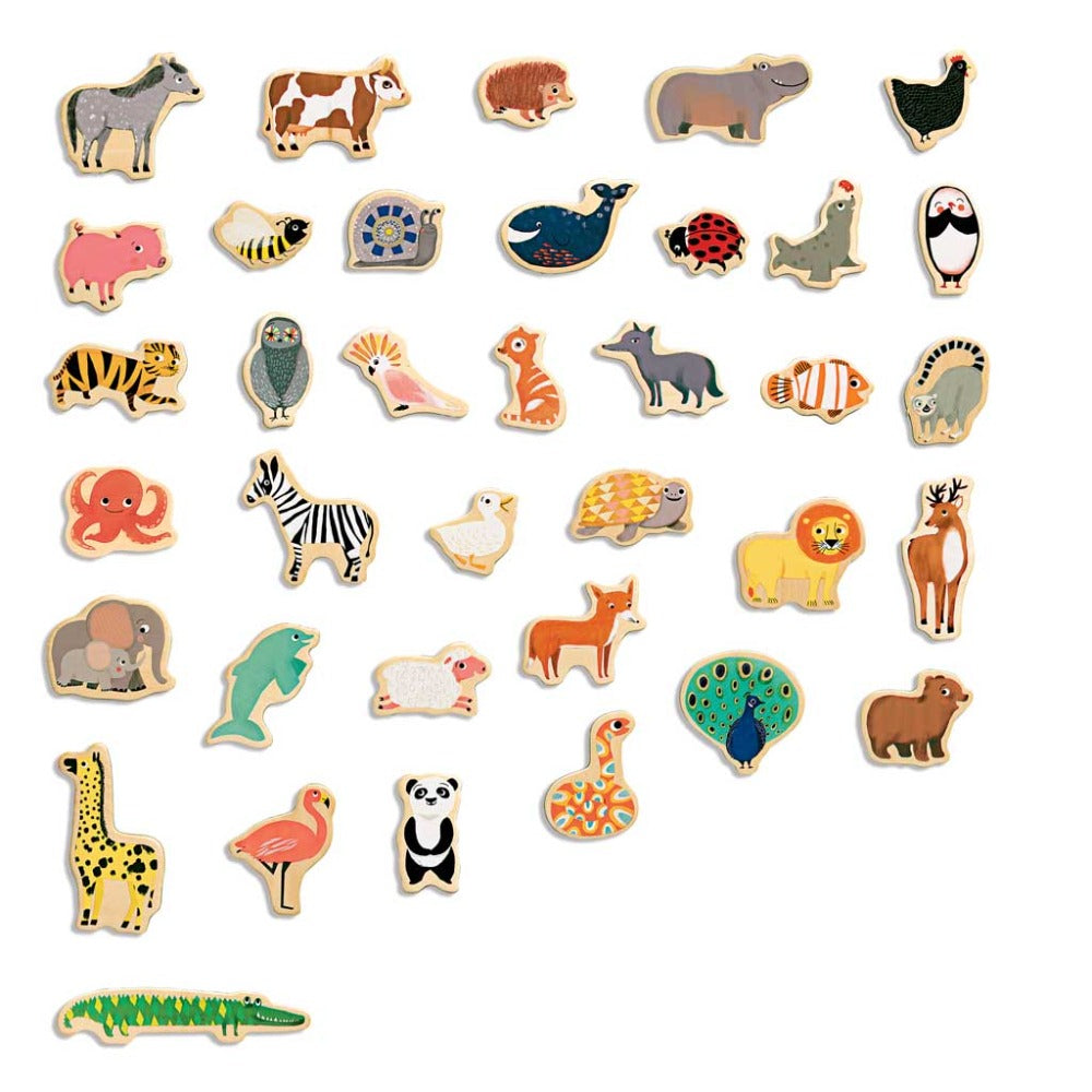 Djeco Educational Play Magnimo - Wooden Animal Magnets