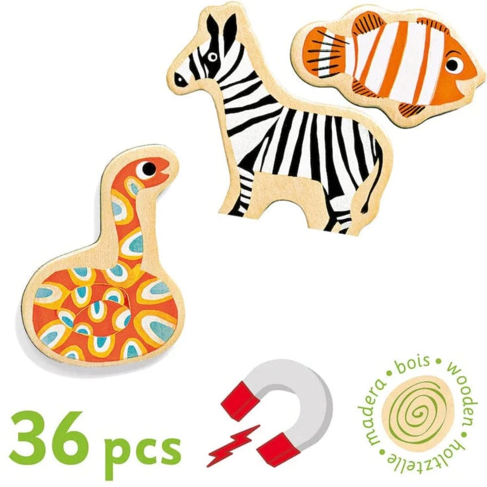 Djeco Educational Play Magnimo - Wooden Animal Magnets