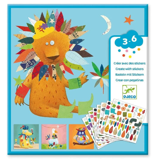 Djeco Sticker Activity Sets Default Create Animals Sticker Collage Kit