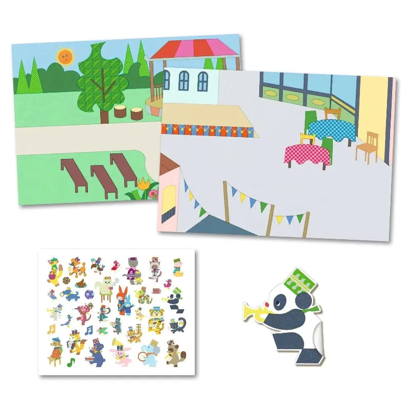 Djeco Sticker Activity Sets Fanfare Repositionable Stickers