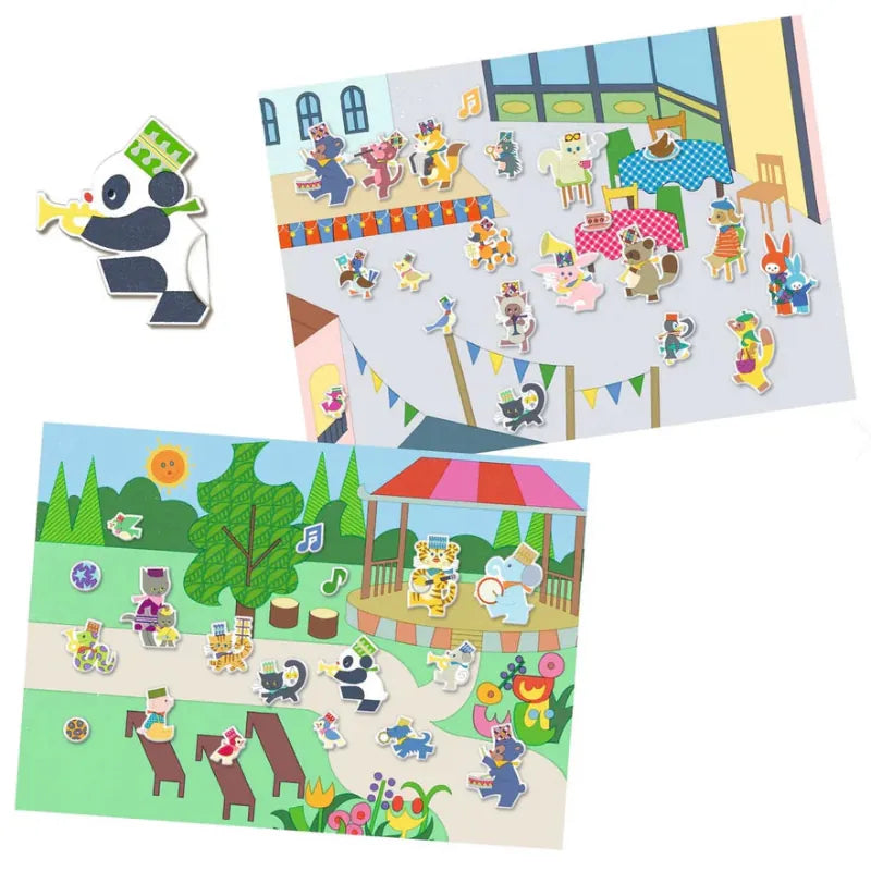 Djeco Sticker Activity Sets Fanfare Repositionable Stickers