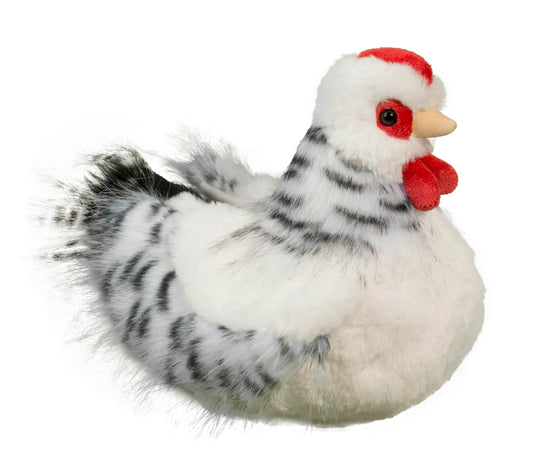Douglas Toys Plush Farm Default Salty Black & White Hen