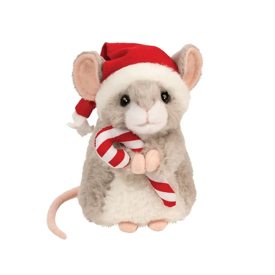 Douglas Toys Plush Holiday Default Merrie Mouse with Santa Hat & Candy Cane