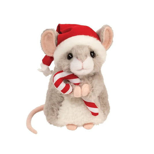 Douglas Toys Plush Holiday Default Merrie Mouse with Santa Hat & Candy Cane