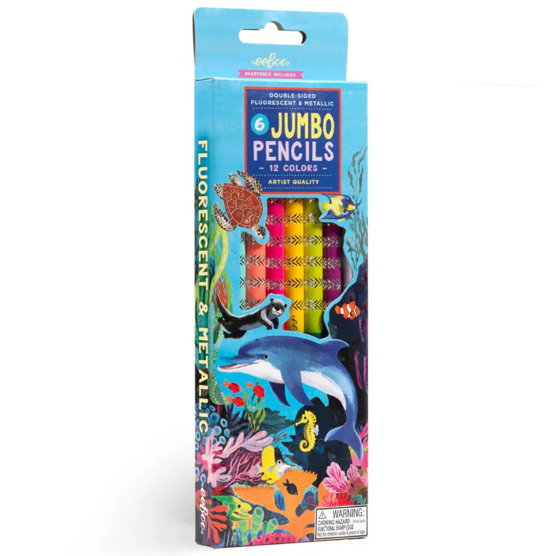 eeBoo Decor Sea Life 6 Jumbo Double Sided Color Pencils