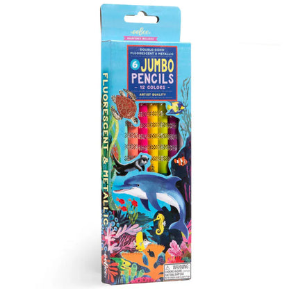 eeBoo Decor Sea Life 6 Jumbo Double Sided Color Pencils
