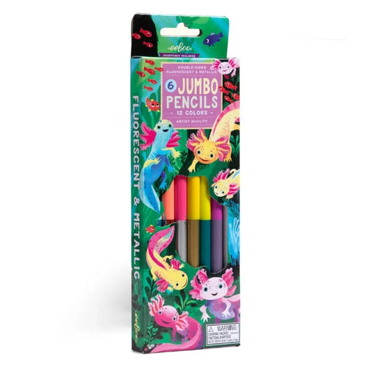 eeBoo Markers, Pens, Brushes & Crayons Default Axolotl 6 Jumbo Double-Sided Pencils