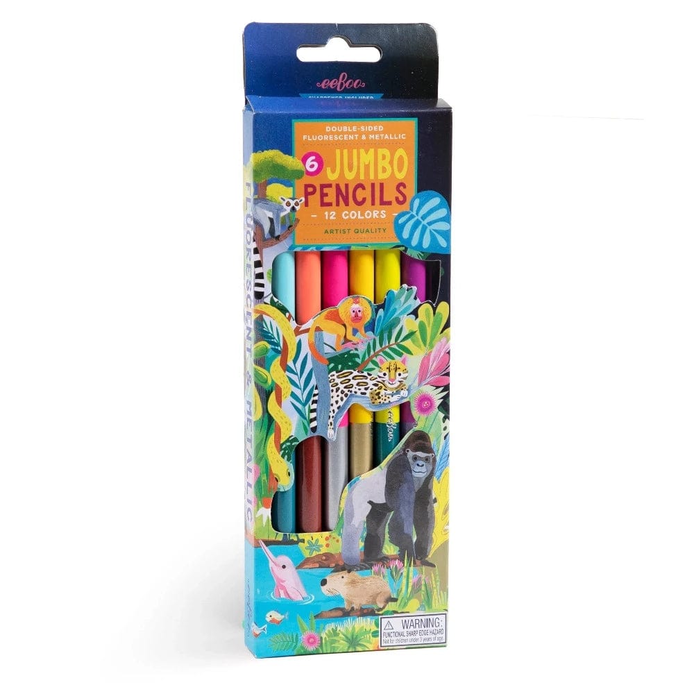 eeBoo Markers, Pens, Brushes & Crayons Rainforest Jumbo Color Pencils 6pc Double-Sided