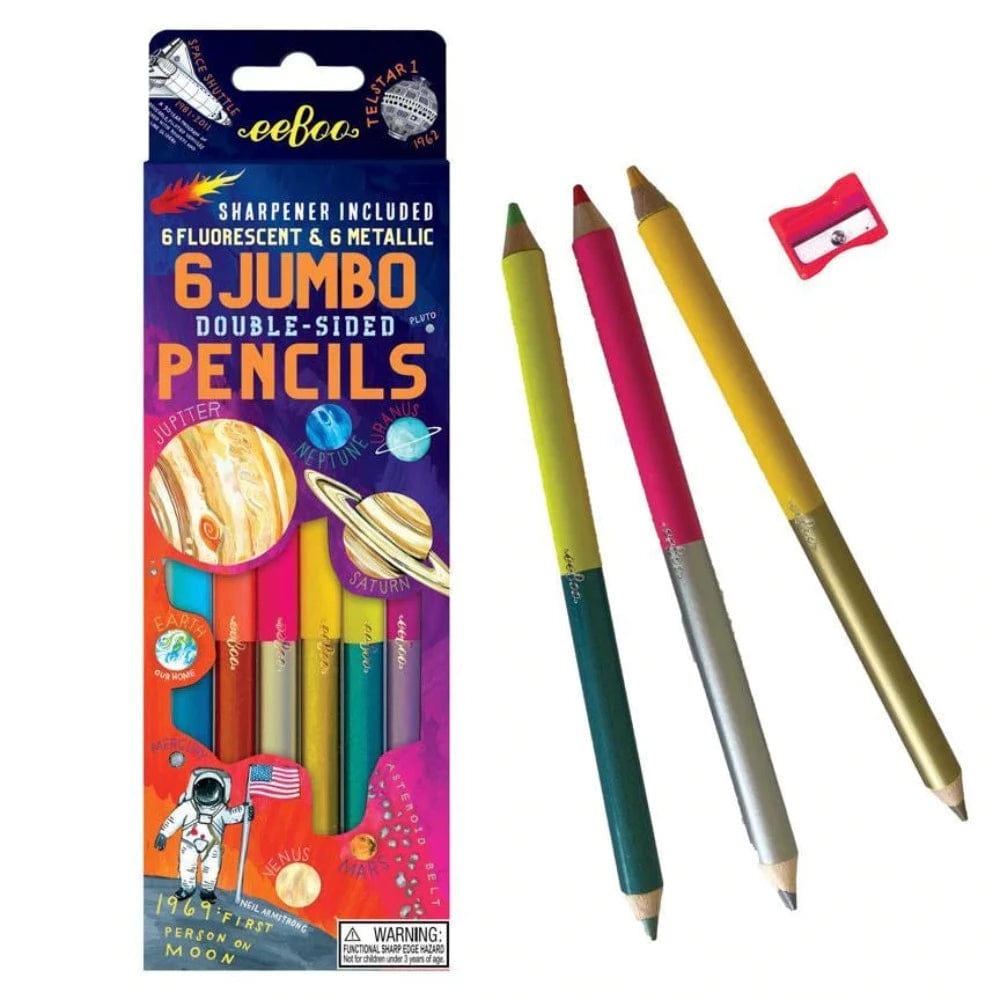 eeBoo Markers, Pens, Brushes & Crayons Solar System 6 Jumbo Double Pencils