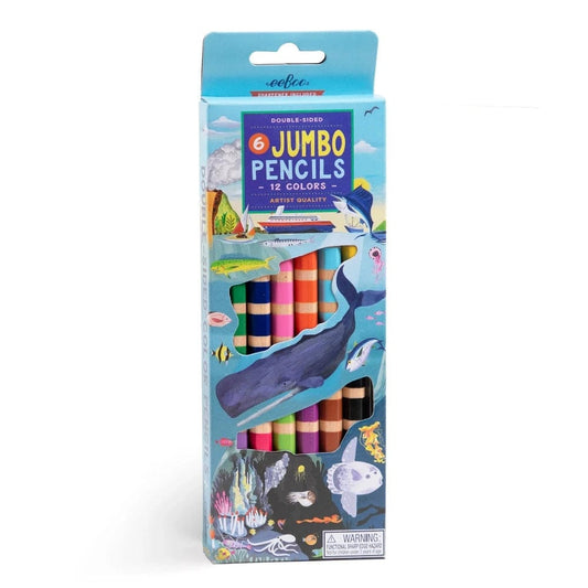 eeBoo Markers, Pens, Brushes & Crayons Under the Sea 6pc Jumbo Double Pencil
