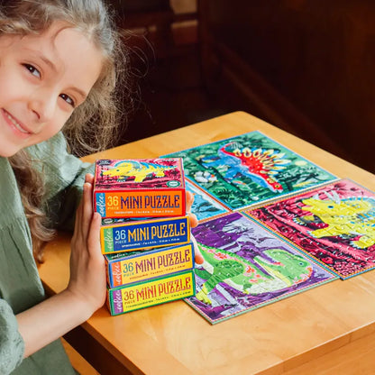 eeBoo Under 100 Piece Puzzles Default Dinosaur 36 Piece Mini Puzzles (Assorted Styles)