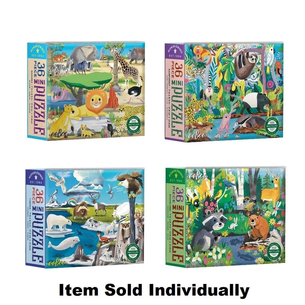 eeBoo Under 100 Piece Puzzles HOLIDAY Wild Habitat Mini 36 Piece Puzzle (Assorted Styles)