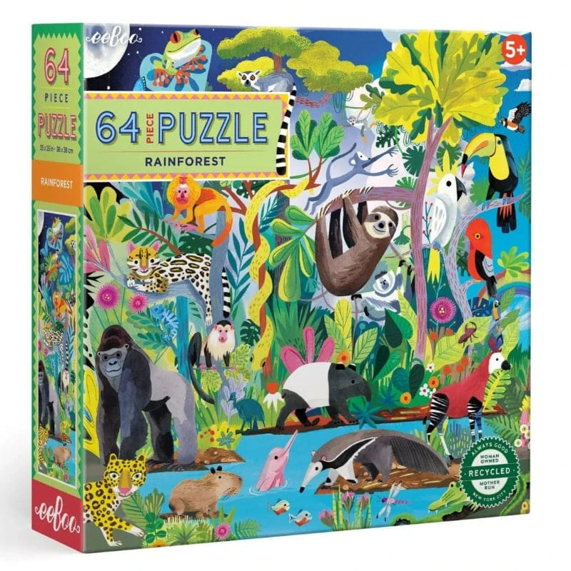 eeBoo Under 100 Piece Puzzles Rainforest 64 Piece Puzzle