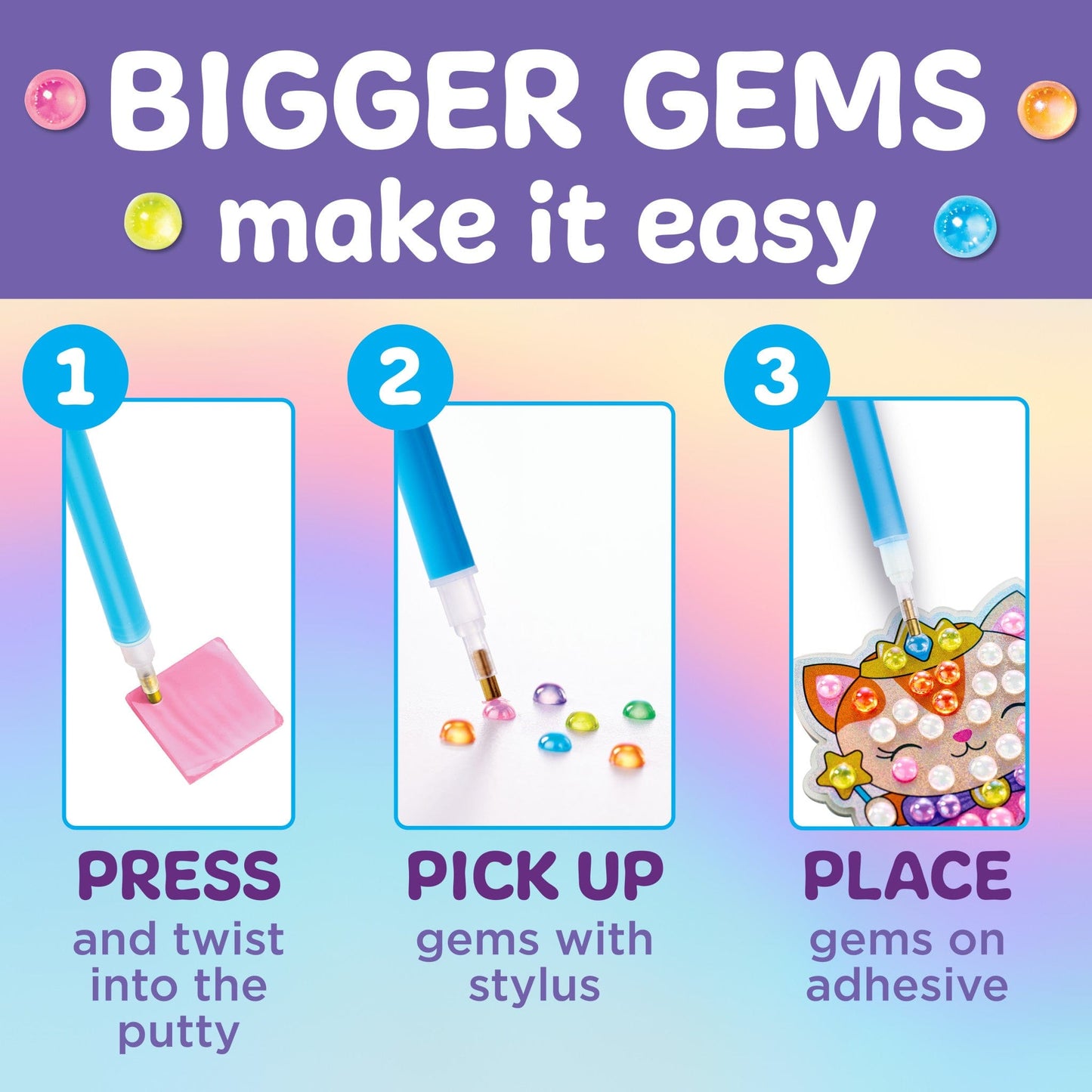 Faber-Castell Art & Craft Activity Kits Bubble Gems Backpack Keychain Kitty Princess