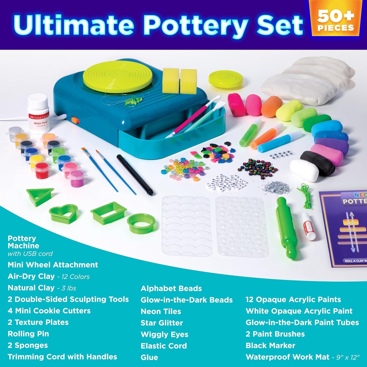 Faber-Castell Art & Craft Activity Kits Neon Glow Pottery Studio