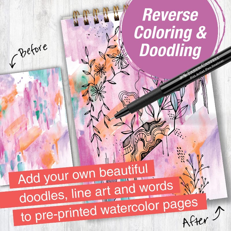 Faber-Castell Coloring & Painting Kits Reverse Coloring & Doodling Book - Brights Edition