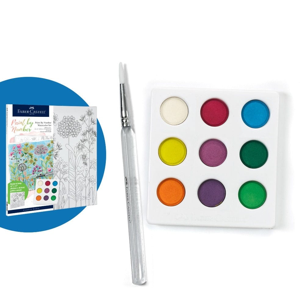 Faber-Castell Coloring & Painting Kits Watercolor Paint by Number: Farm House Flowers