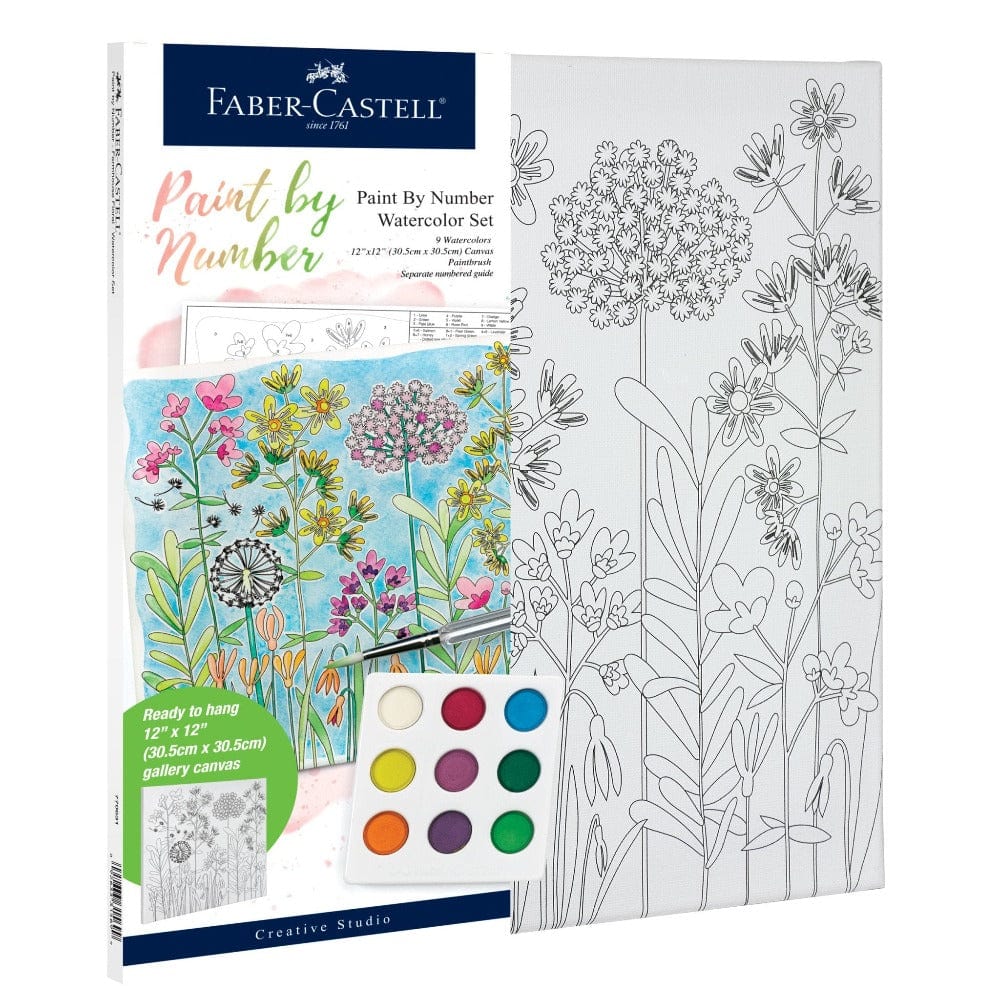 Faber-Castell Coloring & Painting Kits Watercolor Paint by Number: Farm House Flowers