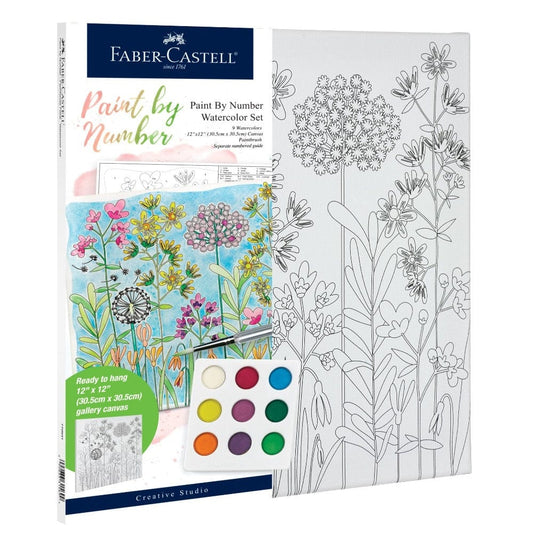 Faber-Castell Coloring & Painting Kits Watercolor Paint by Number: Farm House Flowers