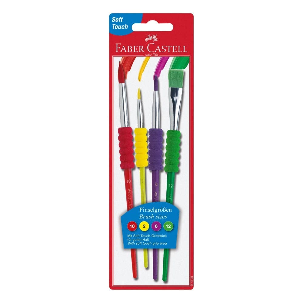 Faber-Castell Markers, Pens, Brushes & Crayons 4 Pack Soft Grip Brushes