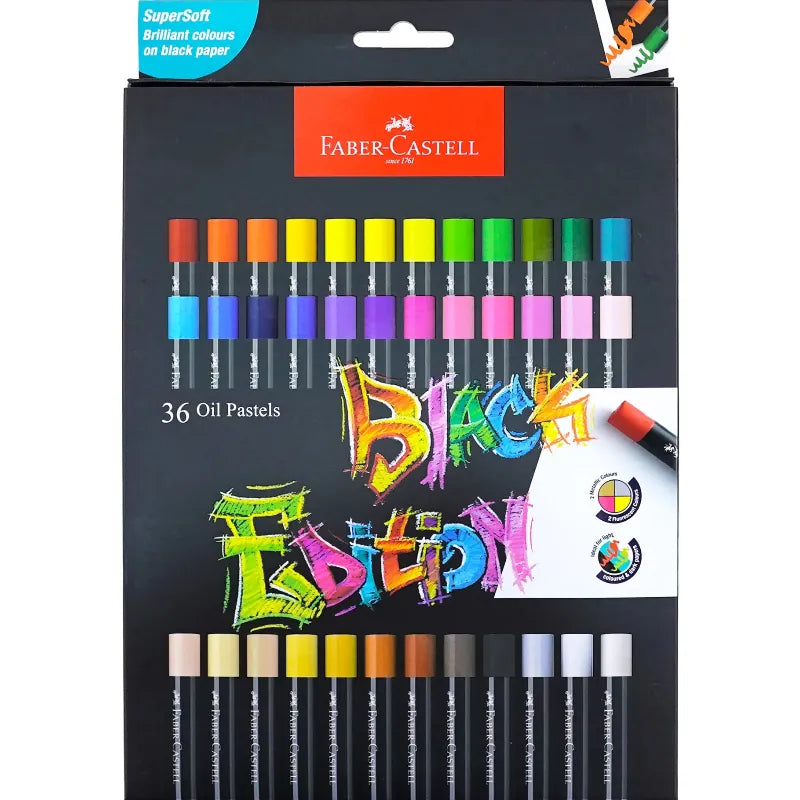 Faber-Castell Markers, Pens, Brushes & Crayons Black Edition Oil Pastels 36ct