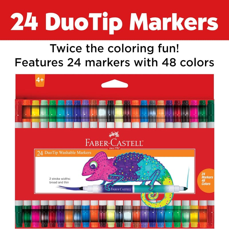 Faber-Castell Markers, Pens, Brushes & Crayons DuoTip Washable Markers (24 Pack)