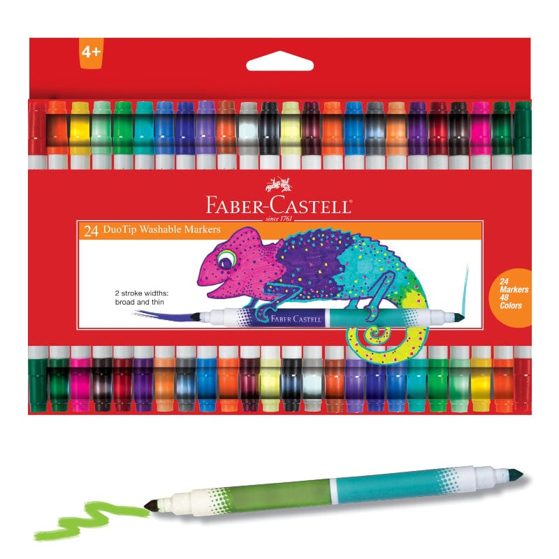 Faber-Castell Markers, Pens, Brushes & Crayons DuoTip Washable Markers (24 Pack)
