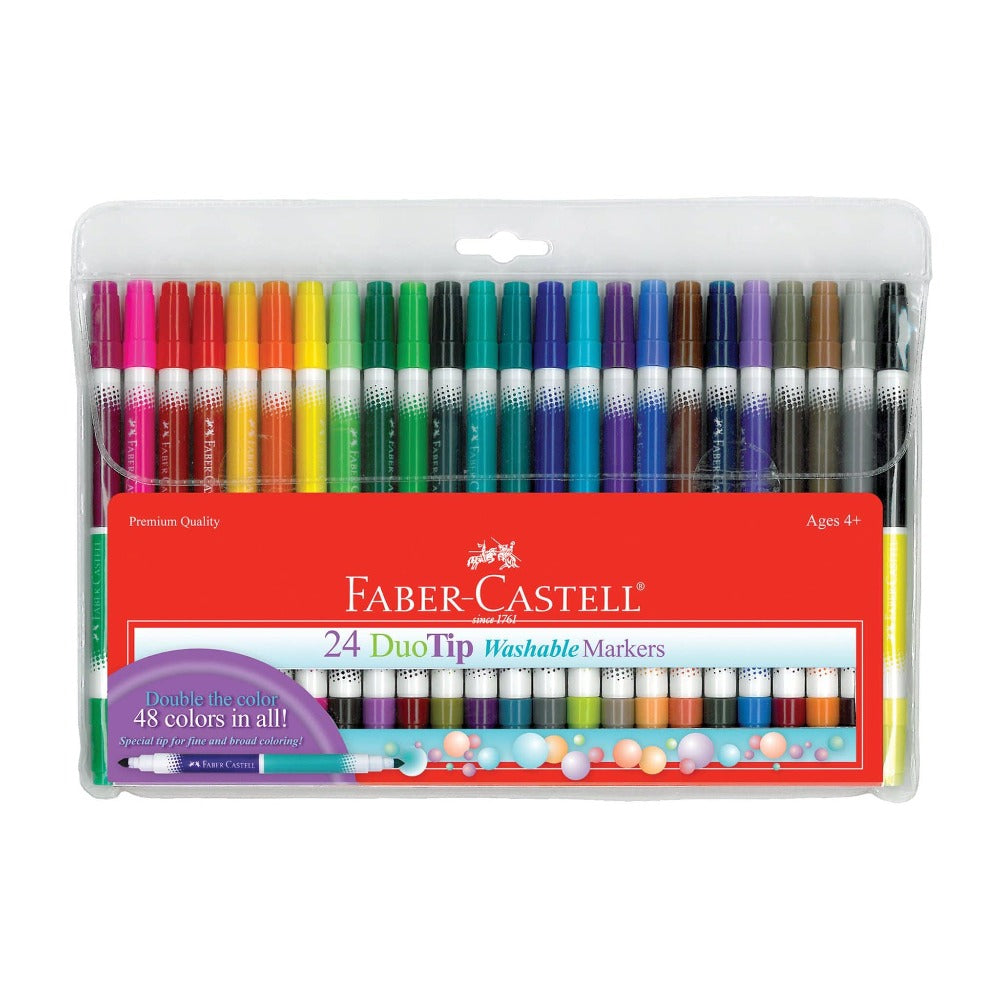 Faber-Castell Markers, Pens, Brushes & Crayons DuoTip Washable Markers (24 Pack)