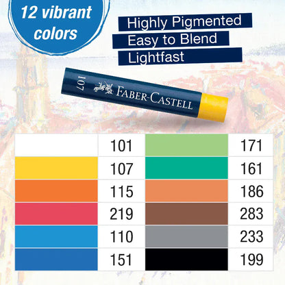 Faber-Castell Markers, Pens, Brushes & Crayons Oil Pastels 12 Count