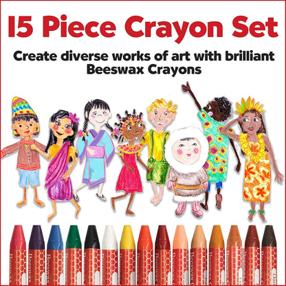 Faber-Castell Markers, Pens, Brushes & Crayons World Colors - 15 Count Beeswax Crayons