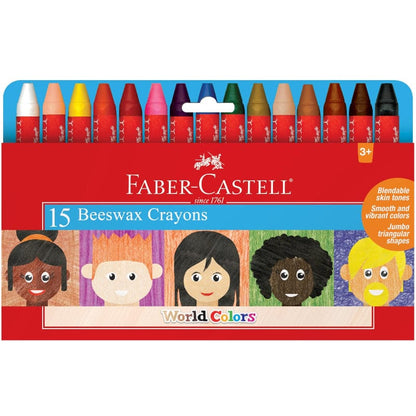Faber-Castell Markers, Pens, Brushes & Crayons World Colors - 15 Count Beeswax Crayons