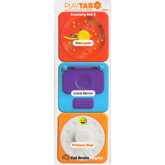 Fat Brain Sensory Toys Default PlayTab Tiles: Sweeper, Latch Mirror, Picture Dial