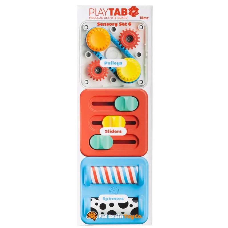 Fat Brain Toddler PlayTab Tiles: Pulleys, Sliders, Spinners (Set 6)