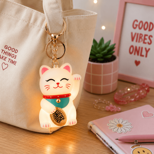 Fizz Creations Keychains Lucky Cat Light Up Bag Charm