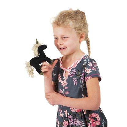 Folkmanis Finger Puppets Mini Black Unicorn Finger Puppet