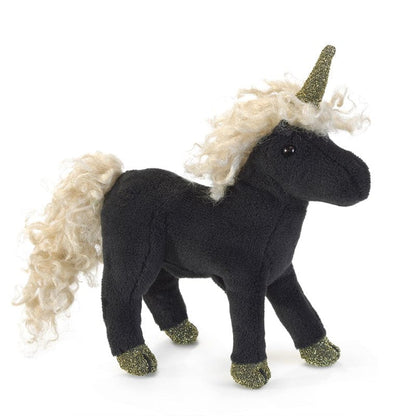 Folkmanis Finger Puppets Mini Black Unicorn Finger Puppet